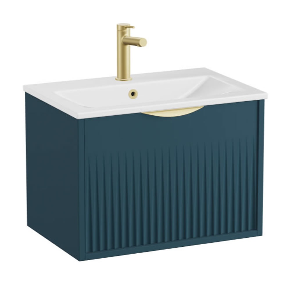 Vado Safari Fluted 500mm Atlantic Blue Wall Hung Vanity Unit & Ceramic Basin